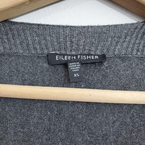Eileen Fisher Solid Gray Open Front Cardigan - Picture 3 of 3